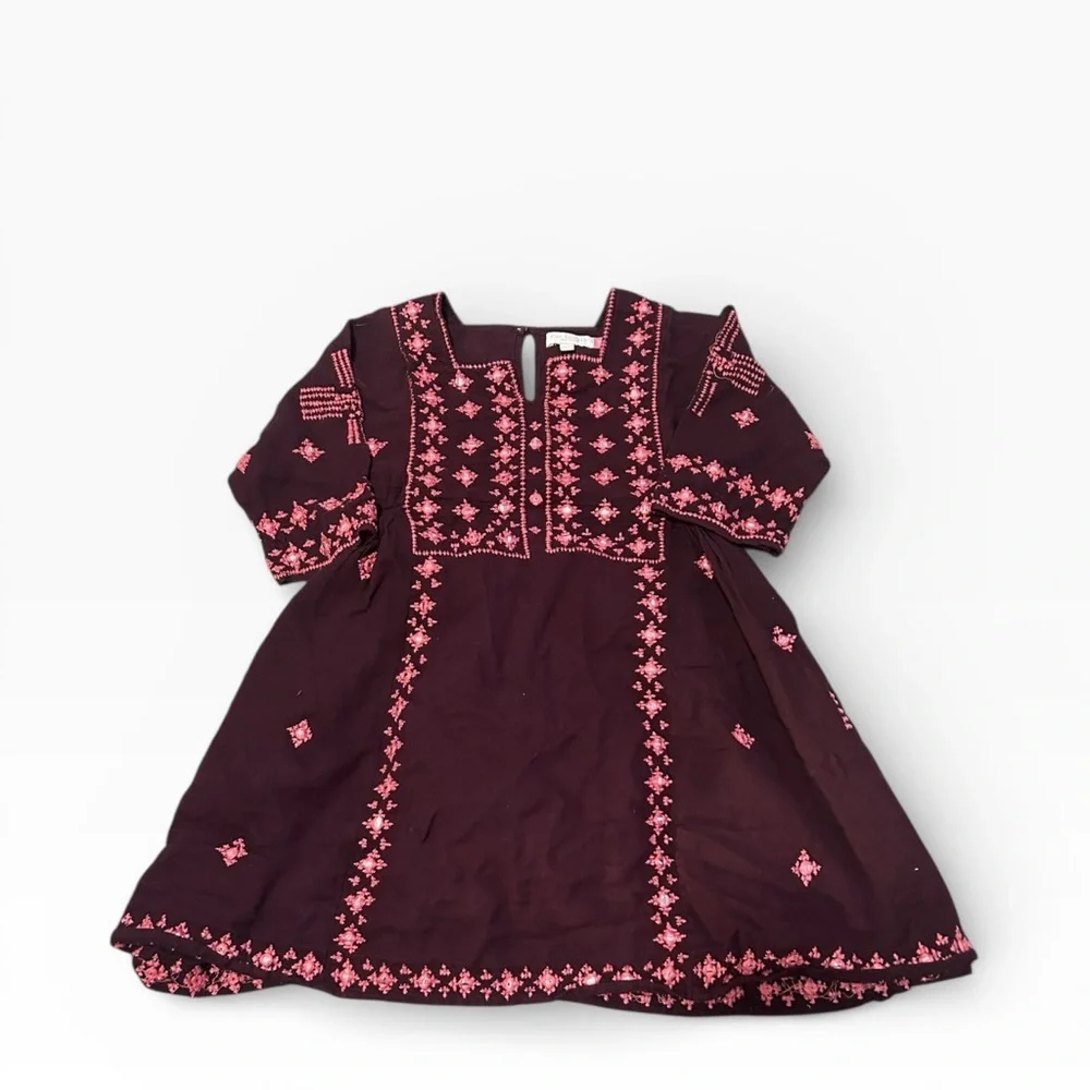 Pink Chicken Embroidered Dress with mirrored details girls size 7